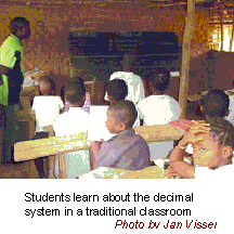 students learn about the decimal system in a traditional classroom